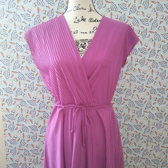 Vintage Dresses & Skirts - VTG 70's Faux Wrap Dress SZ M